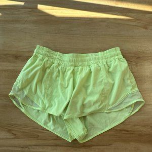 Lululemon neon yellow hottie hot 3 inch shorts size 10